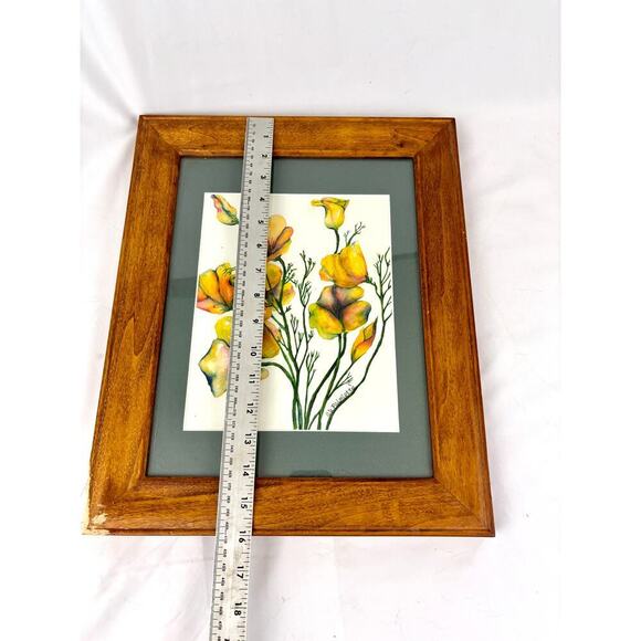 Poppies Watercolor Painting Wall Decor Orange Flower Art Signed & Framed - Picture 6 of 14